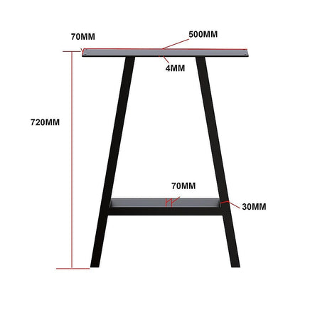 2x Rustic Dining Table Legs Steel Industrial Vintage 71cm - Black Home & Garden Kings Warehouse