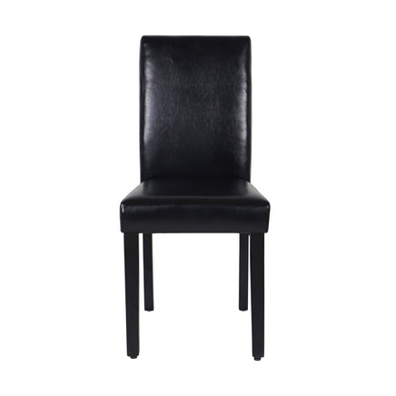 2x Wooden Frame Black Leatherette Dining Chairs with Solid Pine Legs Furniture Kings Warehouse