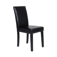2x Wooden Frame Black Leatherette Dining Chairs with Solid Pine Legs Furniture Kings Warehouse