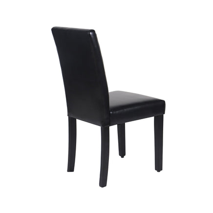 2x Wooden Frame Black Leatherette Dining Chairs with Solid Pine Legs Furniture Kings Warehouse