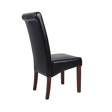 2x Wooden Frame Black Leatherette Dining Chairs with Solid Pine Legs Furniture Kings Warehouse