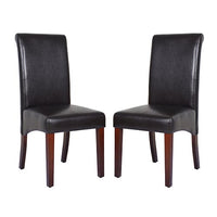 2x Wooden Frame Black Leatherette Dining Chairs with Solid Pine Legs Furniture Kings Warehouse