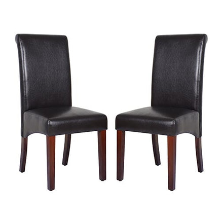 2x Wooden Frame Black Leatherette Dining Chairs with Solid Pine Legs Furniture Kings Warehouse