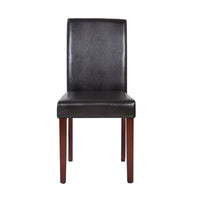 2x Wooden Frame Brown Leatherette Dining Chairs with Solid Pine Legs Furniture Kings Warehouse
