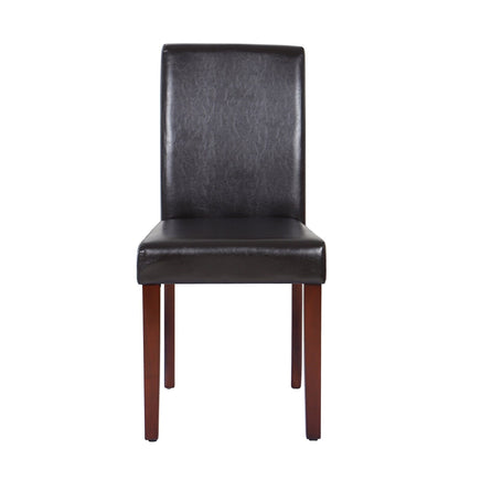 2x Wooden Frame Brown Leatherette Dining Chairs with Solid Pine Legs Furniture Kings Warehouse
