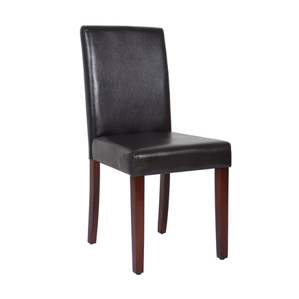 2x Wooden Frame Brown Leatherette Dining Chairs with Solid Pine Legs Furniture Kings Warehouse