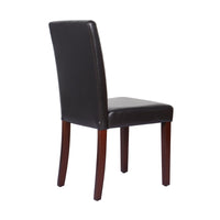 2x Wooden Frame Brown Leatherette Dining Chairs with Solid Pine Legs Furniture Kings Warehouse