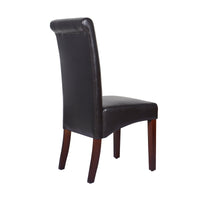 2x Wooden Frame Brown Leatherette Dining Chairs with Solid Pine Legs Furniture Kings Warehouse