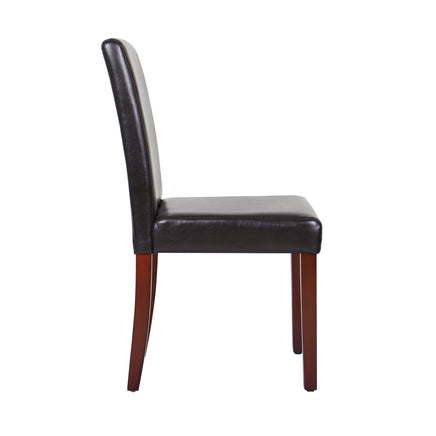 2x Wooden Frame Brown Leatherette Dining Chairs with Solid Pine Legs Furniture Kings Warehouse