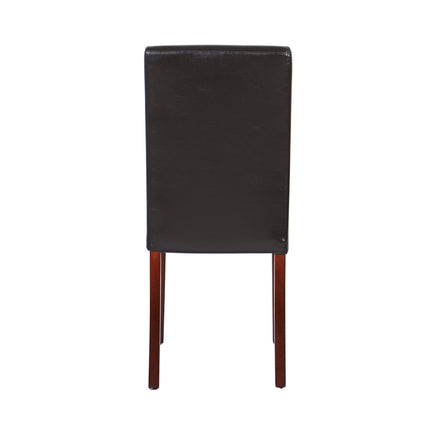 2x Wooden Frame Brown Leatherette Dining Chairs with Solid Pine Legs Furniture Kings Warehouse