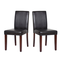2x Wooden Frame Brown Leatherette Dining Chairs with Solid Pine Legs Furniture Kings Warehouse