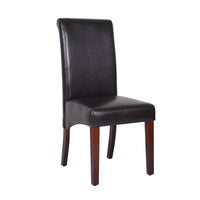2x Wooden Frame Brown Leatherette Dining Chairs with Solid Pine Legs Furniture Kings Warehouse