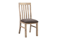 2x Wooden Frame Leatherette in Solid Acacia Wood & Veneer Dining Chairs in Oak Colour Furniture Kings Warehouse