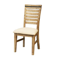 2x Wooden Frame Leatherette Solid Wood Acacia Dining Chairs in Silver Brush Colour Furniture Kings Warehouse