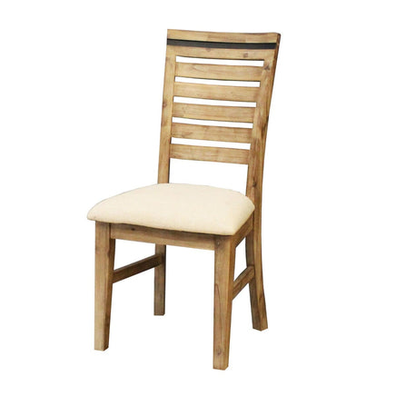 2x Wooden Frame Leatherette Solid Wood Acacia Dining Chairs in Silver Brush Colour Furniture Kings Warehouse