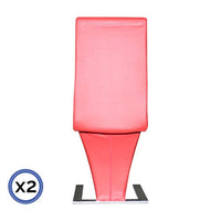 2x Z Shape Red Leatherette Dining Chairs with Stainless Base Furniture Kings Warehouse