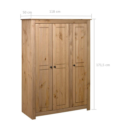 3-Door Wardrobe 118x50x171.5 cm Pine Panama Range bedroom furniture Kings Warehouse