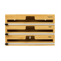 3 Grids Bamboo Food Wrap Dispenser Cutter Foil Cling Film Storage Holder Box Kitchen Home & Garden Kings Warehouse