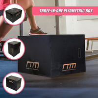 3 IN 1 Black Wood Plyo Games Plyometric Jump Box Sports & Fitness Kings Warehouse