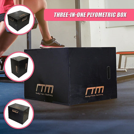 3 IN 1 Black Wood Plyo Games Plyometric Jump Box Sports & Fitness Kings Warehouse