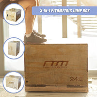 3 IN 1 Wood Plyo Games Plyometric Jump Box Sports & Fitness Kings Warehouse