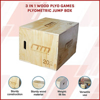 3 IN 1 Wood Plyo Games Plyometric Jump Box Sports & Fitness Kings Warehouse