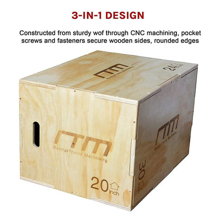 3 IN 1 Wood Plyo Games Plyometric Jump Box Sports & Fitness Kings Warehouse