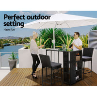 3 PCS Outdoor Bar Table Stools Set Patio Furniture Dining Chairs Wicker Kings Warehouse