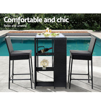 3 PCS Outdoor Bar Table Stools Set Patio Furniture Dining Chairs Wicker Kings Warehouse