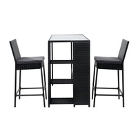 3 PCS Outdoor Bar Table Stools Set Patio Furniture Dining Chairs Wicker Kings Warehouse
