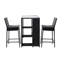 3 PCS Outdoor Bar Table Stools Set Patio Furniture Dining Chairs Wicker Kings Warehouse 