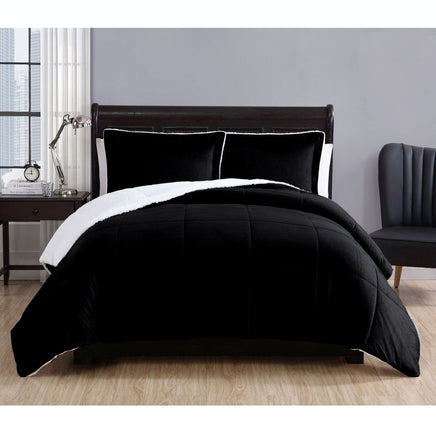 3 Piece Micro Mink Comforter Set Black Queen Home & Garden Kings Warehouse