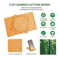 3 Pieces Bamboo Cutting Board with Juice Groove and Mobile Holder included for Home Kitchen Kings Warehouse