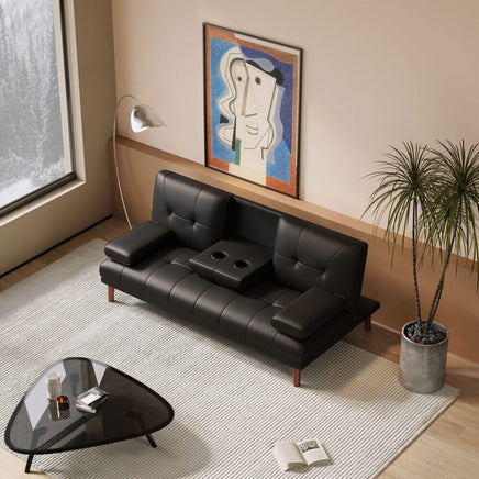 3 Seater Adjustable Sofa Bed With Cup Holder Black Furniture Kings Warehouse