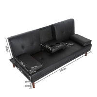 3 Seater Adjustable Sofa Bed With Cup Holder Black Furniture Kings Warehouse