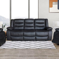 3 Seater Recliner Sofa In Faux Leather Lounge Couch in Black Furniture Kings Warehouse