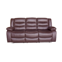 3 Seater Recliner Sofa In Faux Leather Lounge Couch in Brown Furniture Kings Warehouse