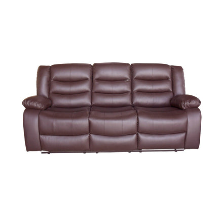 3 Seater Recliner Sofa In Faux Leather Lounge Couch in Brown Furniture Kings Warehouse