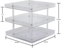 3 Tier 360 Rotating Display Rack Organizer Stand for Clear Nail Polish and Makeup Cosmetics with Acrylic Guard Kings Warehouse