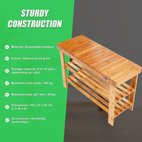3 Tier Shoe Rack Bamboo Wooden Storage Shelf Stand Bench Cabinet Organiser Furniture Kings Warehouse
