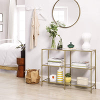 3-Tier Tempered Glass Sofa Table Modern Storage Shelf Furniture Kings Warehouse