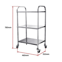 3 Tiers Food Trolley Cart Stainless Steel Utility Kitchen Dining Service Home & Garden KingsWarehouse