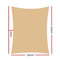 3 x 5m Waterproof Rectangle Shade Sail Cloth - Sand Beige Aussie Backyard Blitz Kings Warehouse