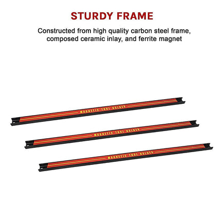 3 x 61cm Magnetic Wall Mounted Tool Holder Storage Organiser Garage Workshop Tools Kings Warehouse