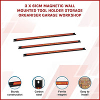 3 x 61cm Magnetic Wall Mounted Tool Holder Storage Organiser Garage Workshop Tools Kings Warehouse