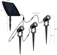 3 x LED Spotlights Powered Solar Garden Lights Outdoor Waterproof (Warm White) Kings Warehouse