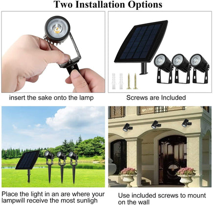 3 x LED Spotlights Powered Solar Garden Lights Outdoor Waterproof (Warm White) Kings Warehouse