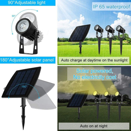3 x LED Spotlights Powered Solar Garden Lights Outdoor Waterproof (Warm White) Kings Warehouse