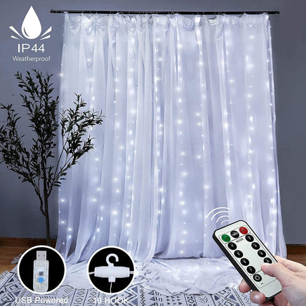 300 LEDs Window Curtain Fairy Lights 8 Modes and Remote Control for Bedroom (Cool White, 300 x 300cm) Kings Warehouse