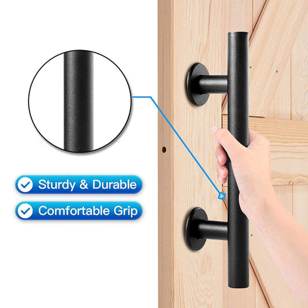 30cm Pull and Flush Barn Door Handle Square Handles set of Frosted Black Surface Round Kings Warehouse